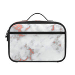White Rose Gold Marble Print Portable Lunch Bag