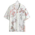 White Rose Gold Marble Print Rayon Hawaiian Shirt
