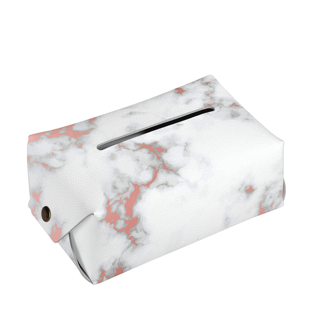 White Rose Gold Marble Print Rectangle Tissue Box Cover