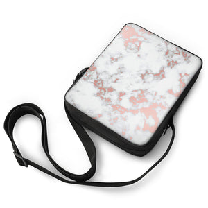 White Rose Gold Marble Print Rectangular Crossbody Bag