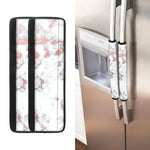White Rose Gold Marble Print Refrigerator Handle Covers