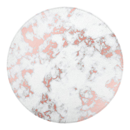 White Rose Gold Marble Print Round Blanket