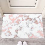 White Rose Gold Marble Print Rubber Doormat