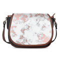 White Rose Gold Marble Print Saddle Bag
