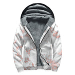 White Rose Gold Marble Print Sherpa Lined Zip Up Hoodie