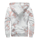 White Rose Gold Marble Print Sherpa Lined Zip Up Hoodie