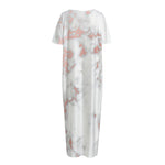 White Rose Gold Marble Print Short Sleeve Long Nightdress