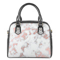White Rose Gold Marble Print Shoulder Handbag