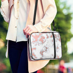 White Rose Gold Marble Print Shoulder Strap Bible Bag