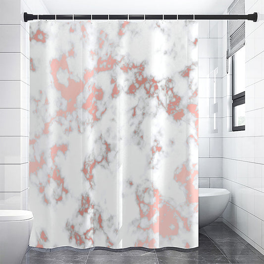White Rose Gold Marble Print Shower Curtain