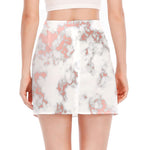 White Rose Gold Marble Print Side Slit Mini Skirt