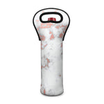 White Rose Gold Marble Print Single Neoprene Wine Tote