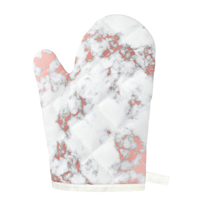 White Rose Gold Marble Print Single Oven Mitt