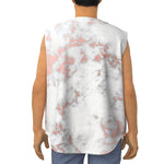 White Rose Gold Marble Print Sleeveless Baseball Jersey