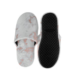 White Rose Gold Marble Print Slippers