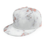 White Rose Gold Marble Print Snapback Cap