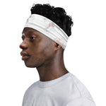 White Rose Gold Marble Print Sports Headband