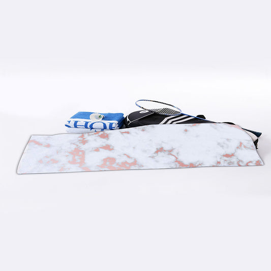 White Rose Gold Marble Print Sports Towel