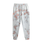 White Rose Gold Marble Print Sweatpants