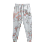 White Rose Gold Marble Print Sweatpants