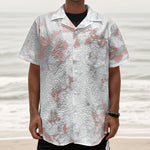 White Rose Gold Marble Print Textured Short Sleeve Shirt