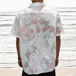 White Rose Gold Marble Print Textured Short Sleeve Shirt