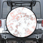 White Rose Gold Marble Print Tire Cover