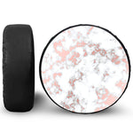White Rose Gold Marble Print Tire Cover