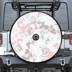 White Rose Gold Marble Print Tire Cover With Camera Hole
