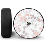 White Rose Gold Marble Print Tire Cover With Camera Hole