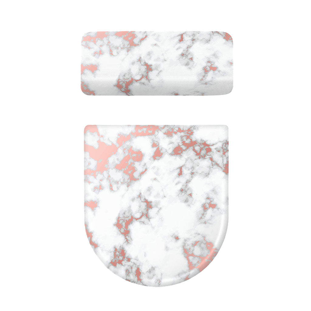 White Rose Gold Marble Print Toilet Lid And Tank Cover Set