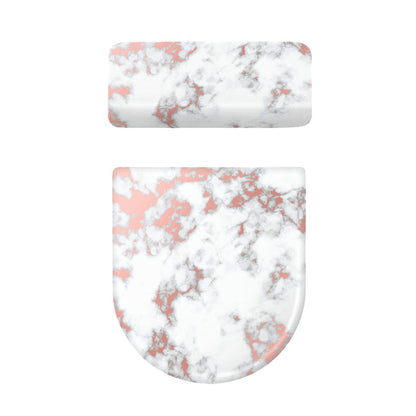 White Rose Gold Marble Print Toilet Lid And Tank Cover Set
