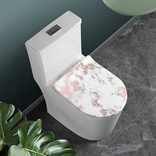 White Rose Gold Marble Print Toilet Lid Cover