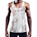 White Rose Gold Marble Print Men's Workout Tank Top