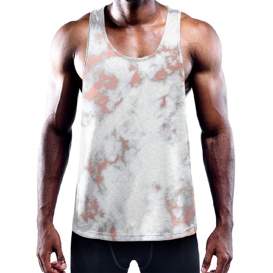 White Rose Gold Marble Print Training Tank Top