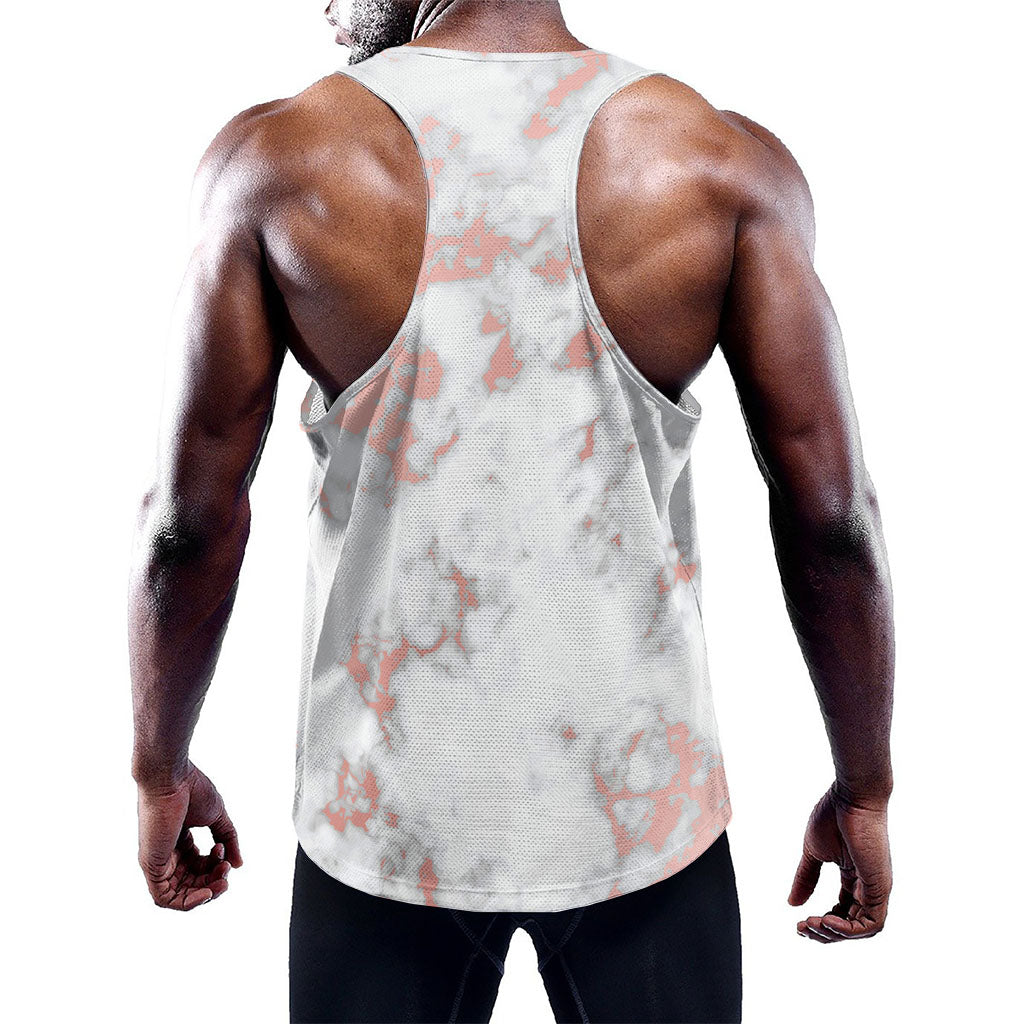 White Rose Gold Marble Print Training Tank Top