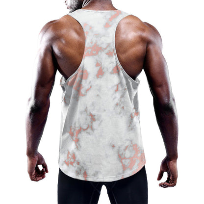 White Rose Gold Marble Print Training Tank Top
