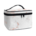 White Rose Gold Marble Print Travel Makeup Bag