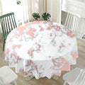 White Rose Gold Marble Print Waterproof Round Tablecloth