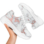 White Rose Gold Marble Print White Chunky Shoes