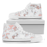 White Rose Gold Marble Print White High Top Sneakers
