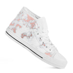 White Rose Gold Marble Print White High Top Sneakers