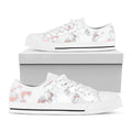White Rose Gold Marble Print White Low Top Sneakers