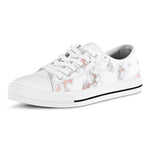 White Rose Gold Marble Print White Low Top Sneakers