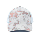 White Rose Gold Marble Print White Mesh Trucker Cap