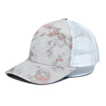 White Rose Gold Marble Print White Mesh Trucker Cap