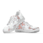 White Rose Gold Marble Print White Running Shoes