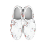 White Rose Gold Marble Print White Slip On Sneakers