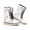 White Rose Gold Marble Print Winter Boots