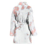 White Rose Gold Marble Print Women's Bathrobe